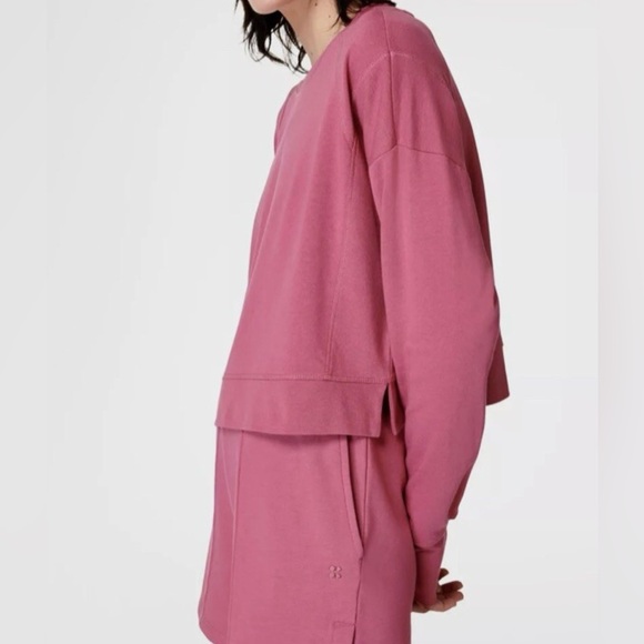 Sweaty Betty After Class Crop Sweatshirt | pink | size UK medium / US 8-10 - Picture 2 of 11